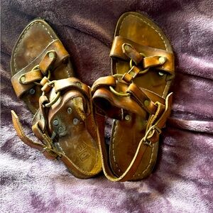 Rare Vintage Handmade in Mexico Leather Sandals - Men’s 8/Woman’s 10